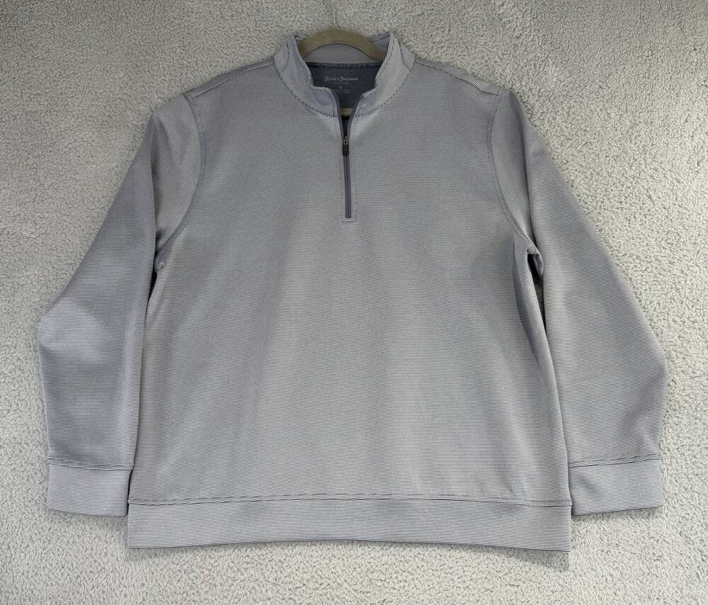 Hickey Freeman Mens 1/4 Zip Pullover Sweater Sz XL Gray Performance Stretch Golf